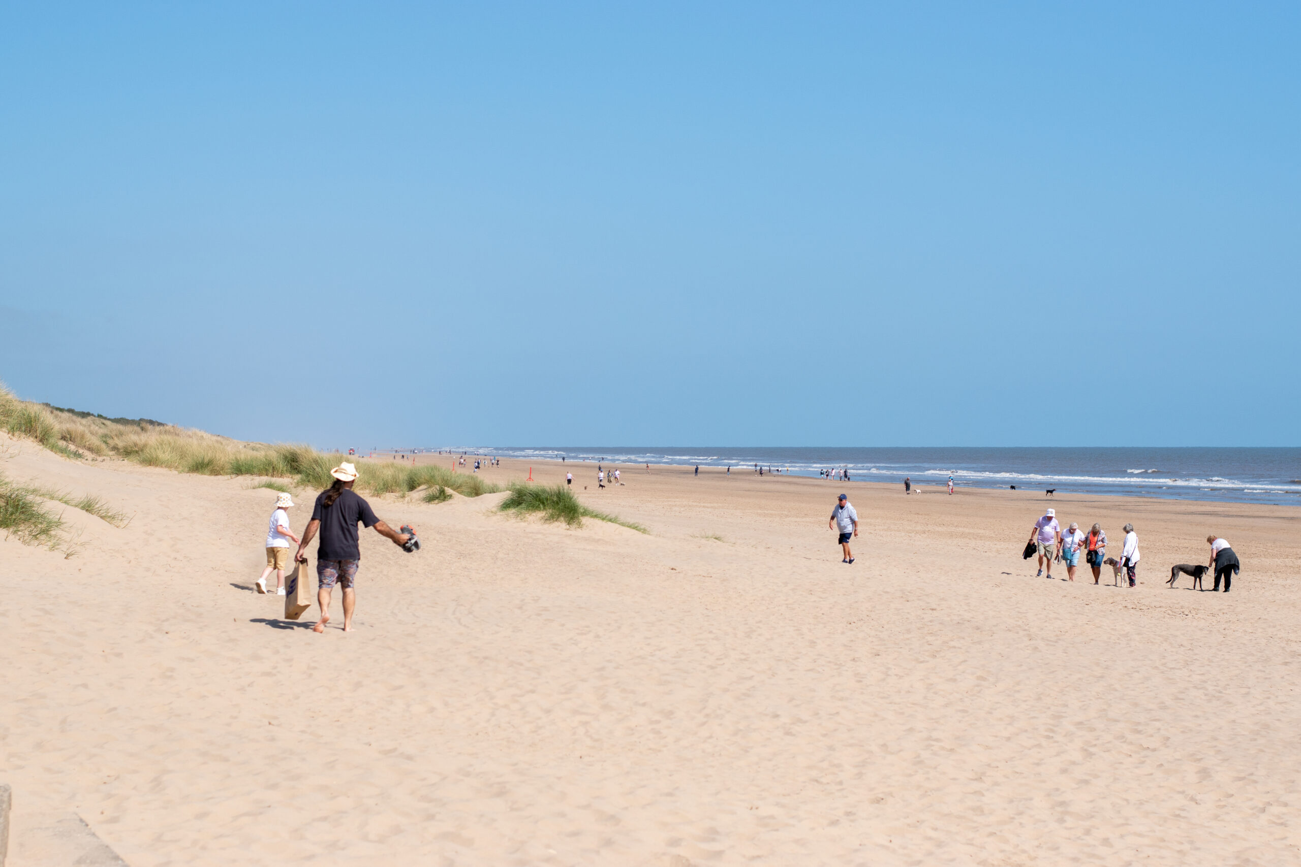 Families enjoying a sunny day day on Mablethorpe Beach